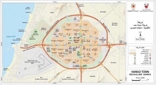 Map of Hamad Town, Bahrain